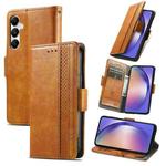 For Samsung Galaxy A55 5G CaseNeo Splicing Dual Magnetic Buckle Leather Phone Case(Khaki)