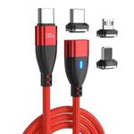 ENKAY 3 in 1 PD100W Type-C to Type-C / 8 Pin / Micro USB Magnetic Fast Charging Cable, Cable Length:1m(Red)