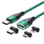 ENKAY 3 in 1 PD100W Type-C to Type-C / 8 Pin / Micro USB Magnetic Fast Charging Cable, Cable Length:1.8m(Green)
