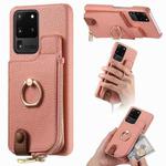 For Samsung Galaxy S20 Ultra Litchi Leather Oil Edge Ring Zipper Wallet Back Phone Case(Pink)
