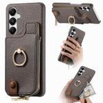 For Samsung Galaxy A35 Litchi Leather Oil Edge Ring Zipper Wallet Back Phone Case(Grey)