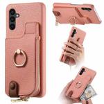 For Samsung Galaxy A34 Litchi Leather Oil Edge Ring Zipper Wallet Back Phone Case(Pink)