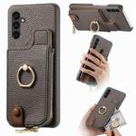 For Samsung Galaxy A24 Litchi Leather Oil Edge Ring Zipper Wallet Back Phone Case(Grey)