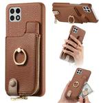 For Samsung Galaxy A22 5G Litchi Leather Oil Edge Ring Zipper Wallet Back Phone Case(Brown)