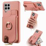 For Samsung Galaxy A12 5G Litchi Leather Oil Edge Ring Zipper Wallet Back Phone Case(Pink)