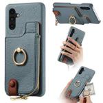 For Samsung Galaxy A04s Litchi Leather Oil Edge Ring Zipper Wallet Back Phone Case(Blue)
