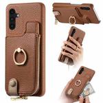 For Samsung Galaxy A04s Litchi Leather Oil Edge Ring Zipper Wallet Back Phone Case(Brown)