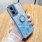 For Motorola Edge 50 Fusion Gradient Glitter Immortal Flower Ring All-inclusive Phone Case(Blue)