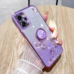 For Motorola Moto G55 Gradient Glitter Immortal Flower Ring All-inclusive Phone Case(Purple)