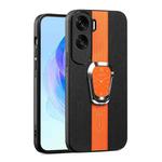 For Honor X50 Magnetic Litchi Leather Back Phone Case with Holder(Orange)