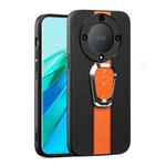 For Honor X40 Magnetic Litchi Leather Back Phone Case with Holder(Orange)