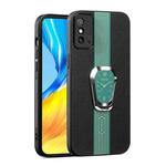 For Honor X30 Max Magnetic Litchi Leather Back Phone Case with Holder(Green)