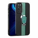 For Honor X10 Magnetic Litchi Leather Back Phone Case with Holder(Green)
