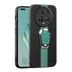 For Honor Magic5 Pro Magnetic Litchi Leather Back Phone Case with Holder(Green)