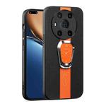 For Honor Magic4 Magnetic Litchi Leather Back Phone Case with Holder(Orange)