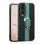 For Honor 90 Magnetic Litchi Leather Back Phone Case with Holder(Green)