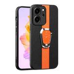 For Honor 80 SE Magnetic Litchi Leather Back Phone Case with Holder(Orange)