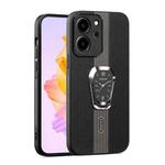 For Honor 80 SE Magnetic Litchi Leather Back Phone Case with Holder(Black)