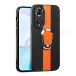 For Honor 50 Magnetic Litchi Leather Back Phone Case with Holder(Orange)