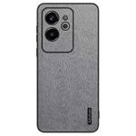 For Realme GT 6 Tree Bark Leather Shockproof Phone Case(Grey)