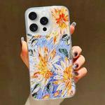 For iPhone 15 Pro Max Gold Foil Oil Painting Epoxy TPU Phone Case(White Cosmos)