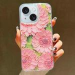 For iPhone 15 Plus Gold Foil Oil Painting Epoxy TPU Phone Case(Purple Chrysanthemum)