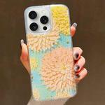 For iPhone 15 Pro Gold Foil Oil Painting Epoxy TPU Phone Case(Yellow Chrysanthemum)