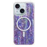 For iPhone 15 Shell Texture Multicolor MagSafe TPU Phone Case(Purple)