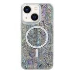 For iPhone 14 Plus Shell Texture Multicolor MagSafe TPU Phone Case(Silver Gray)