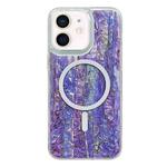 For iPhone 12 / 12 Pro Shell Texture Multicolor MagSafe TPU Phone Case(Purple)