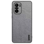 For Xiaomi Redmi K40 Tree Bark Leather Shockproof Phone Case(Grey)