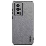 For Xiaomi Redmi K60 Tree Bark Leather Shockproof Phone Case(Grey)