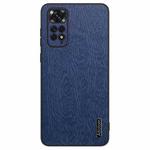 For Xiaomi Redmi Note 11 Global Tree Bark Leather Shockproof Phone Case(Blue)