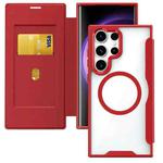 For Samsung Galaxy S24 Ultra 5G MagSafe RFID Blocking Adsorption Flip Leather Phone Case(Red)