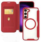 For Samsung Galaxy S24+ 5G MagSafe RFID Blocking Adsorption Flip Leather Phone Case(Red)