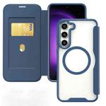 For Samsung Galaxy S24 5G MagSafe RFID Blocking Adsorption Flip Leather Phone Case(Blue)