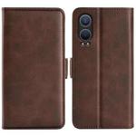 For OnePlus Nord CE4 Lite 5G Dual-side Magnetic Buckle Horizontal Flip Leather Phone Case(Brown)