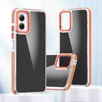 For Motorola Moto G Play 2024 Dual-Color Carbon Fiber Acrylic Hybrid TPU Phone Case(Orange)