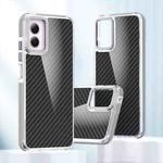 For Motorola Moto G Play 2024 Dual-Color Carbon Fiber Acrylic Hybrid TPU Phone Case(Grey)