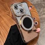 For iPhone 13 Rhinestone Mirror Glitter MagSafe TPU Phone Case(Champagne Gold)