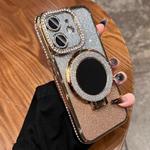 For iPhone 12 MagSafe Rhinestone Mirror Glitter TPU Phone Case(Champagne Gold)