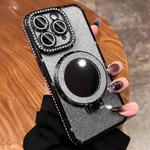 For iPhone 11 Pro Max MagSafe Rhinestone Mirror Glitter TPU Phone Case(Black)