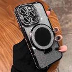 For iPhone 16 Pro Rhinestone Mirror Glitter MagSafe TPU Phone Case(Black)