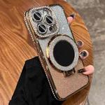 For iPhone 16 Pro Rhinestone Mirror Glitter MagSafe TPU Phone Case(Champagne Gold)