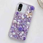 For iPhone XS Max Rose Hand-set Diamond PC Phone Case(Purple)