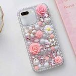 For iPhone 7 Plus / 8 Plus Rose Hand-set Diamond PC Phone Case(Pink)