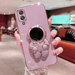 For Samsung Galaxy A02 EU Embrace Stars Electroplating Astronaut Holder Phone Case(Purple)