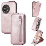 For OnePlus Ace 3 Zipper Wallet Vertical Flip Leather Phone Case(Rose Gold)