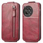 For OnePlus 12R Zipper Wallet Vertical Flip Leather Phone Case(Red)