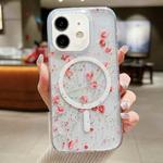For iPhone 12 / 12 Pro Spring Garden MagSafe TPU Phone Case(F03 Red Plum)